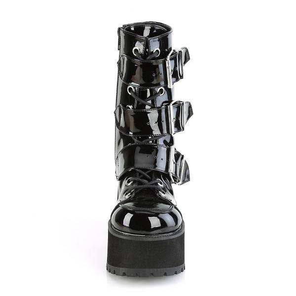 Demonia Ranger-308 Black Patent Stiefel Herren D286-501 Gothic Plateaustiefel Schwarz Deutschland SALE